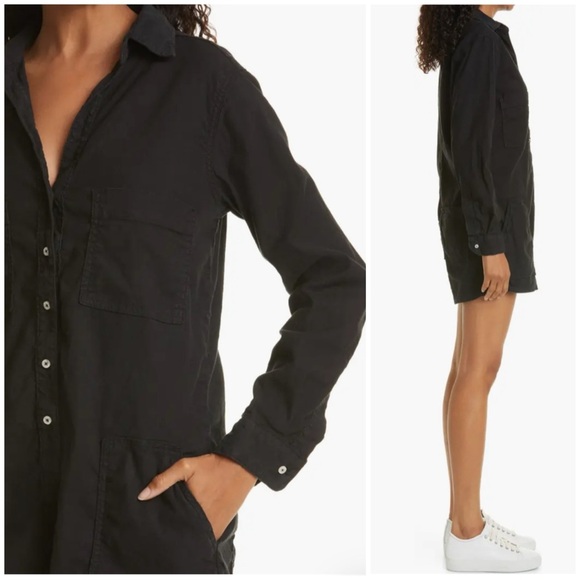 NWT Frank & Eileen Ireland Romper Cotton Linen Long Sleeve Loose Black XXS - Picture 3 of 14
